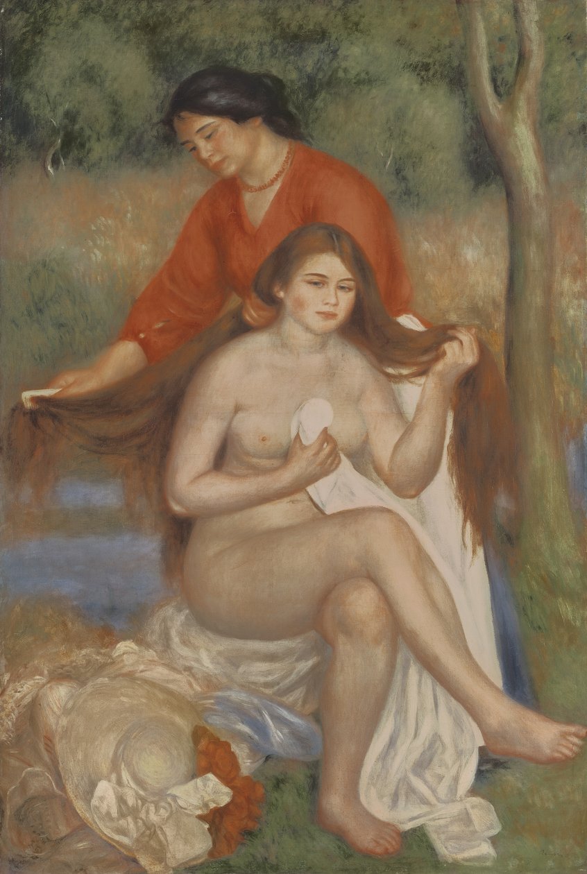 Badkar och piga, c.1900 av Pierre Auguste Renoir