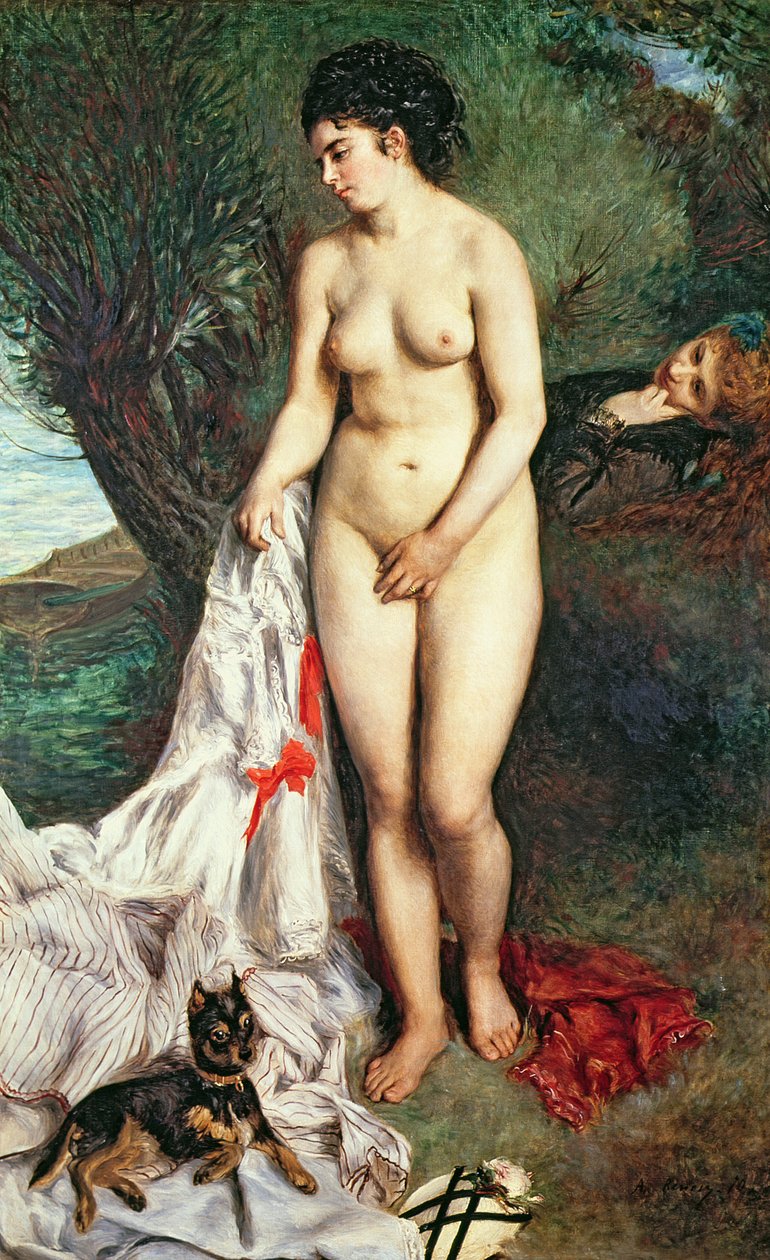Badare med en Griffon-hund, 1870 av Pierre Auguste Renoir