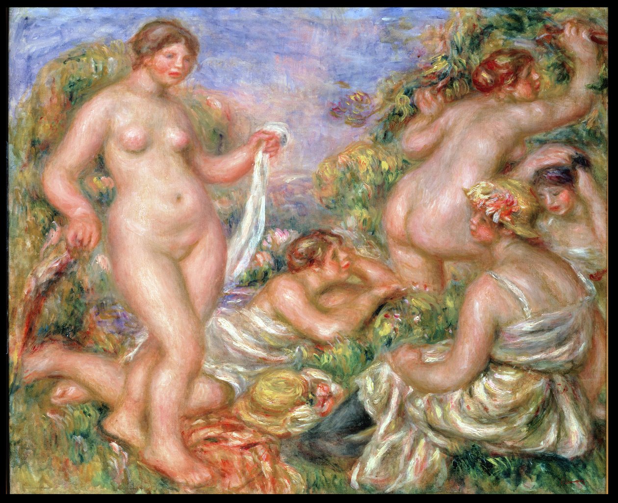 Badgäster, ca 1918 av Pierre Auguste Renoir