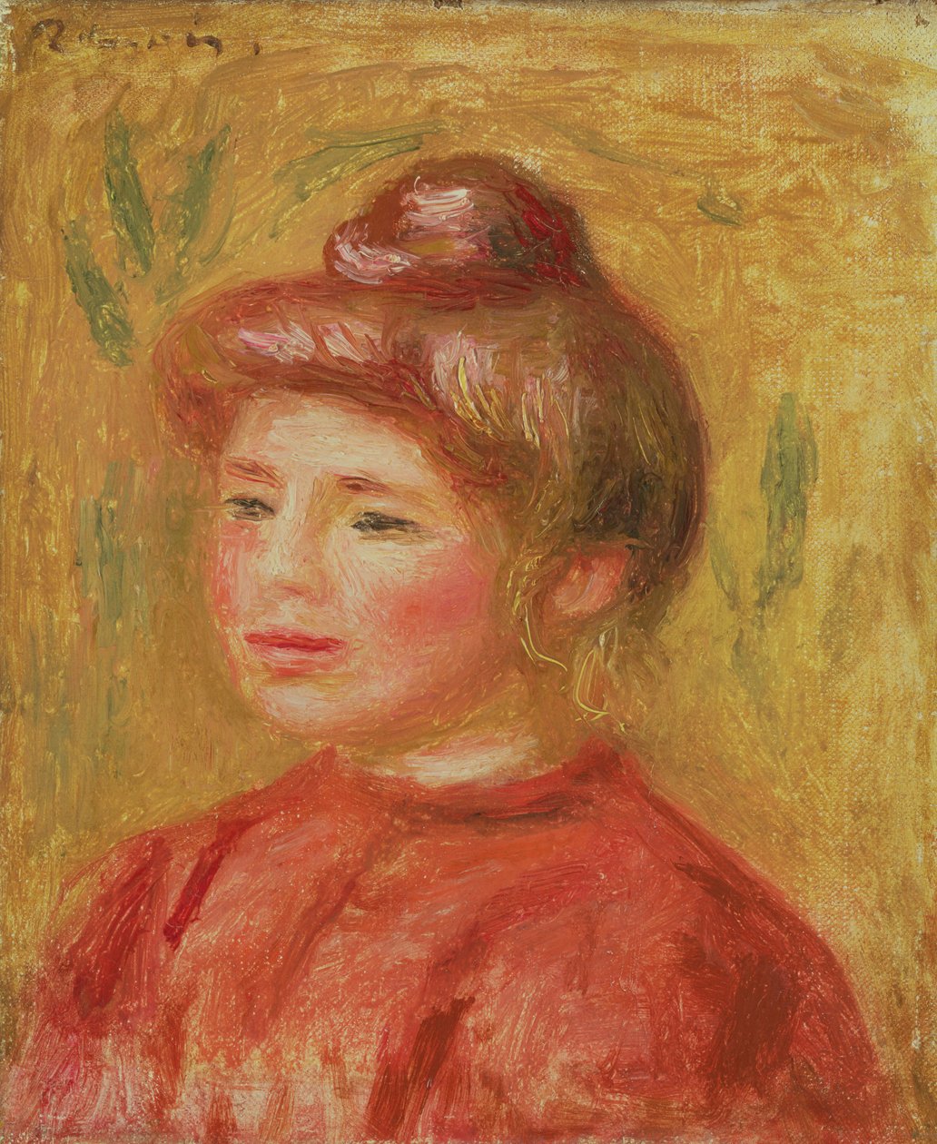 Byst av kvinna i rött 1905–08 av Pierre Auguste Renoir