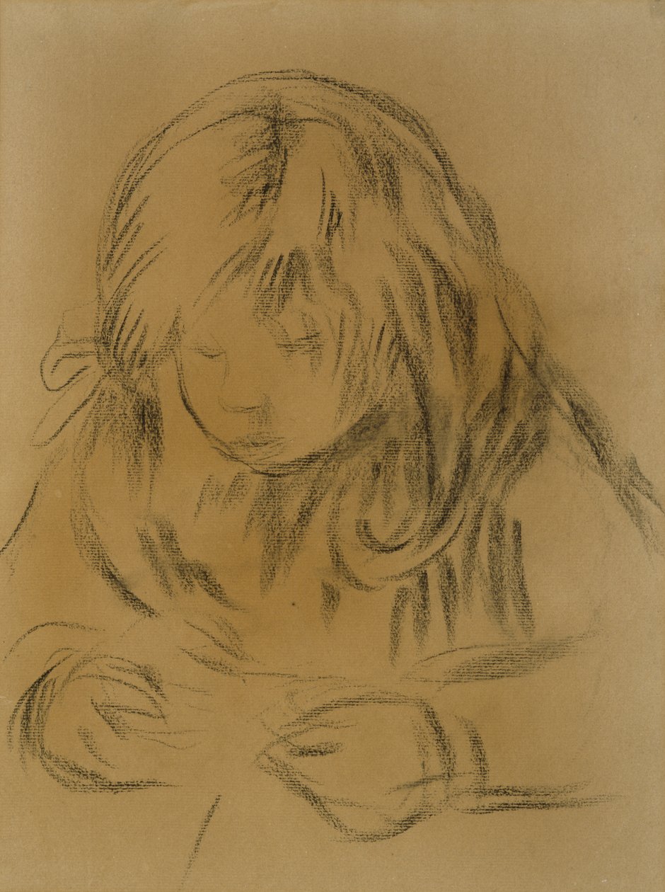 Barnsömnad, 1906 (kol på vävt papper) av Pierre Auguste Renoir