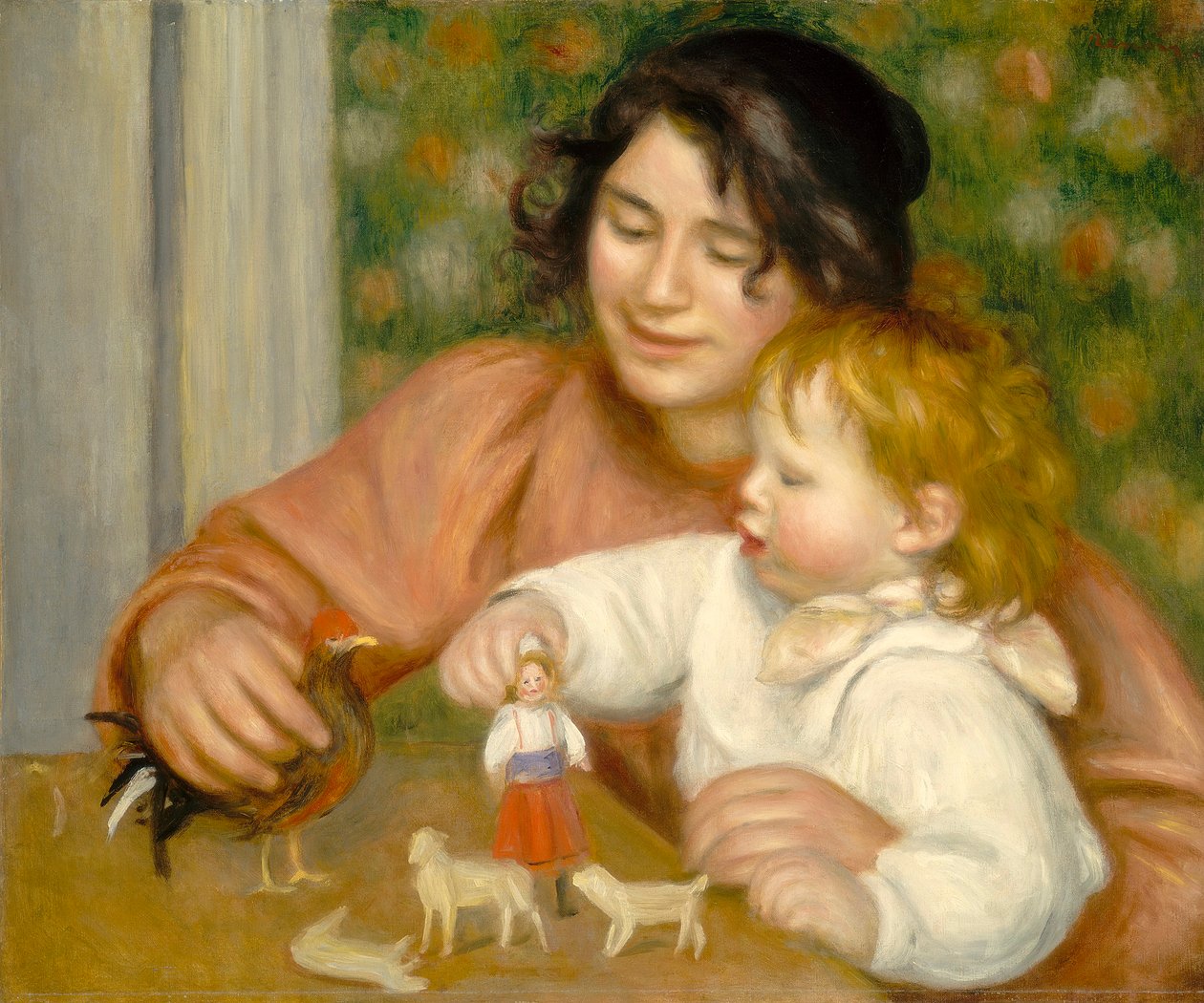 Barn med leksaker, Gabrielle och konstnärens son, Jean, 1895-96 av Pierre Auguste Renoir