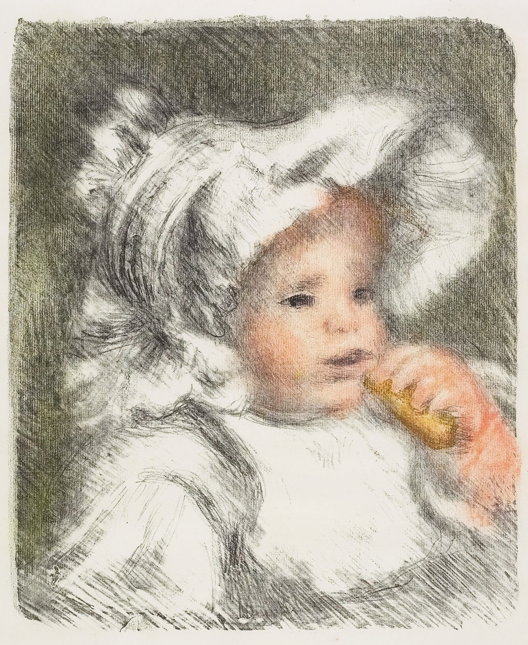 Barn med en kex, 1899 av Pierre Auguste Renoir