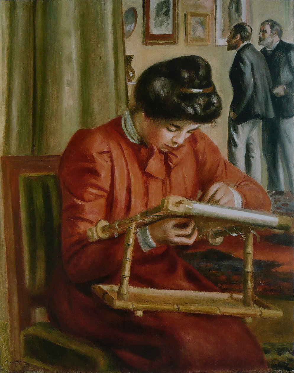 Christine Lerolle brodant av Pierre Auguste Renoir