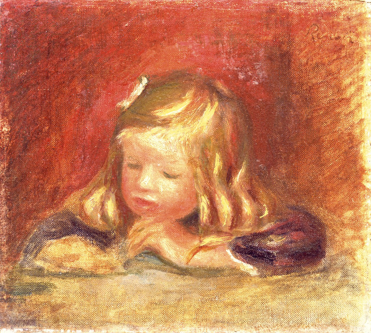 Coco vid bordet (Claude Renoir Reading) 1905 av Pierre Auguste Renoir