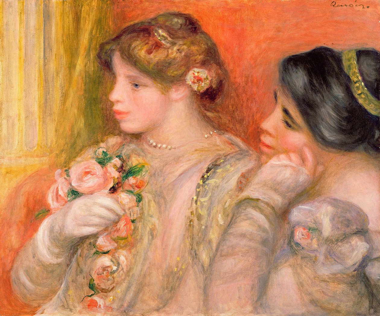 I La Loge, c.1908 swed av Pierre Auguste Renoir