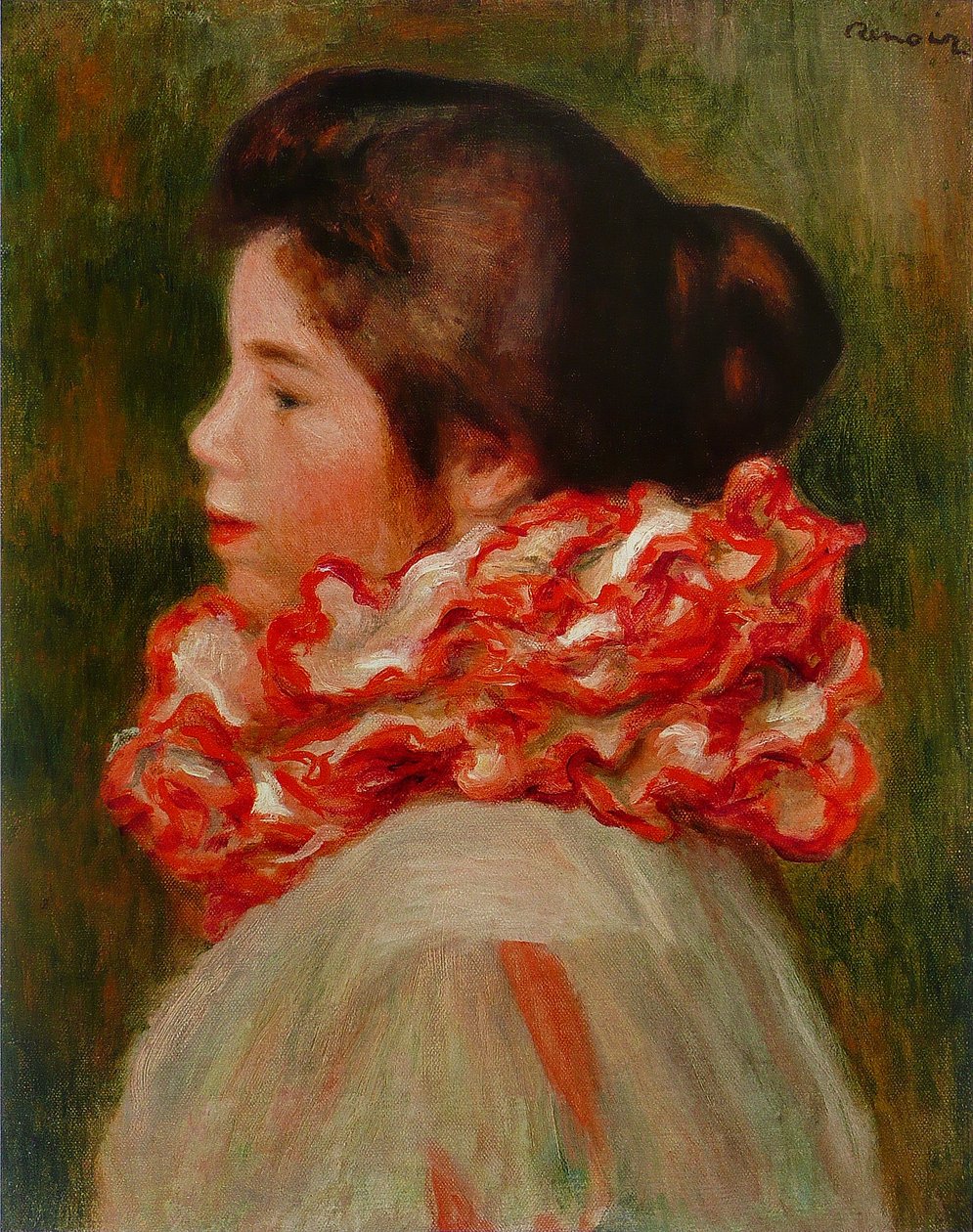 Femme à la collerette rouge av Pierre Auguste Renoir