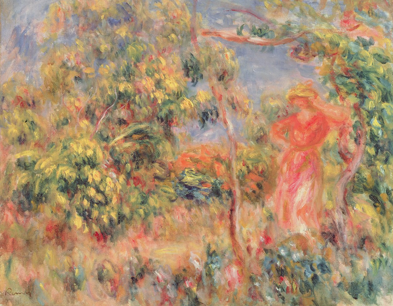 Figur i en trädgård, 1917 av Pierre Auguste Renoir