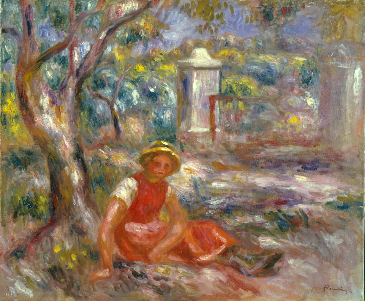 Flicka vid porten, ca 1914 av Pierre Auguste Renoir