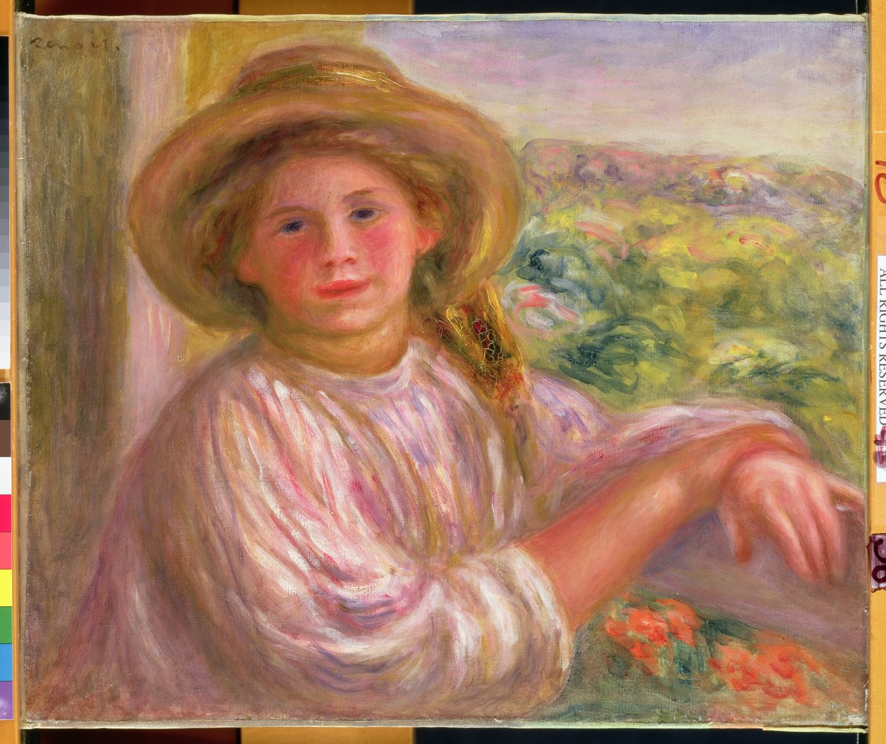 Flicka på en balkong i Cagnes, 1911 av Pierre-Auguste Renoir