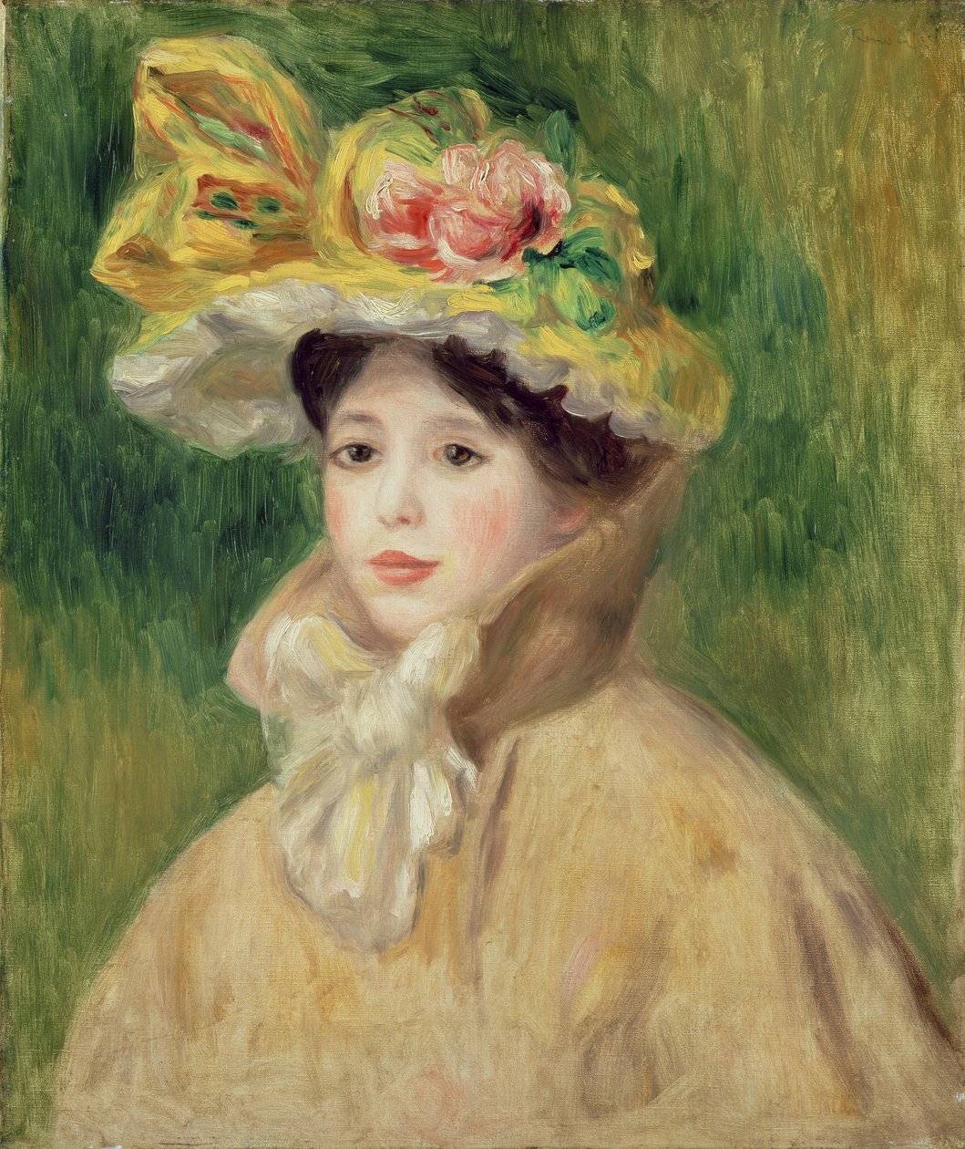 Flicka med gul udde, 1901 av Pierre Auguste Renoir