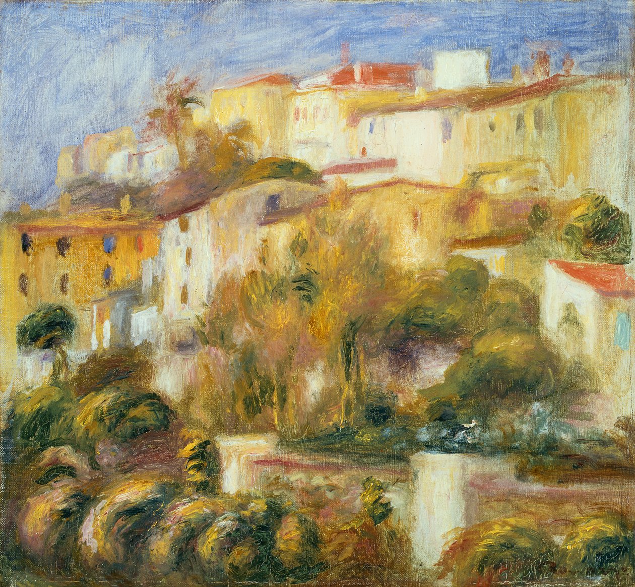 Hus i Cagnes, ca 1900 av Pierre Auguste Renoir