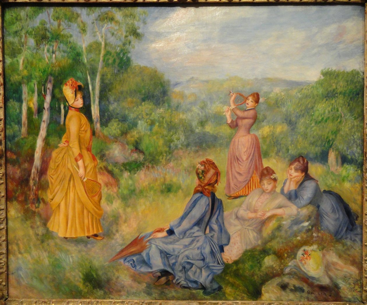 Unga flickor som spelar fjäderboll av Pierre Auguste Renoir