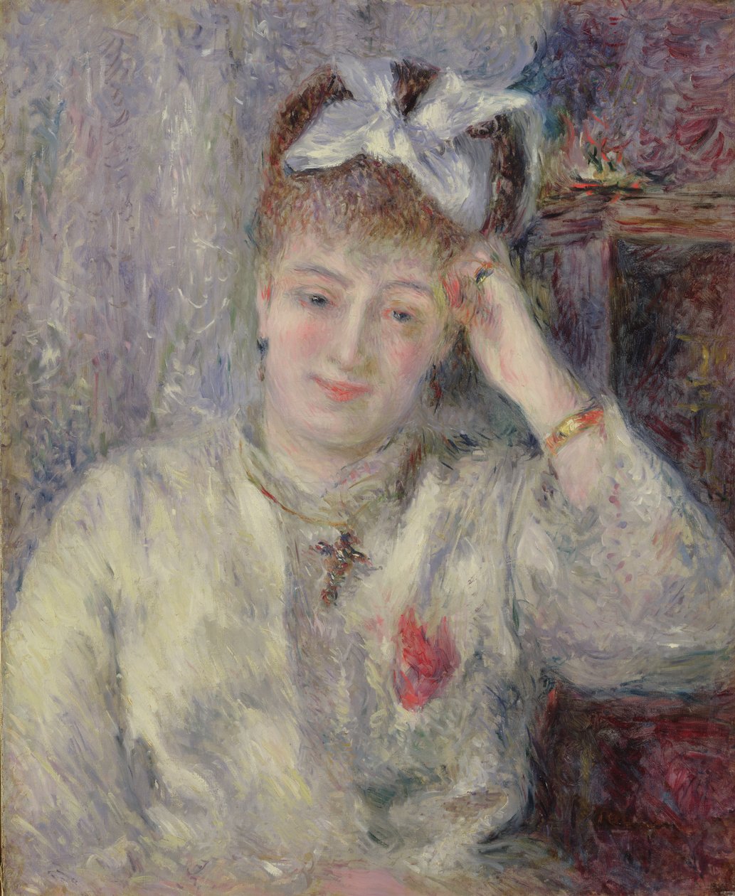 Madame Murer lutad mot pianot, ca 1878 av Pierre Auguste Renoir