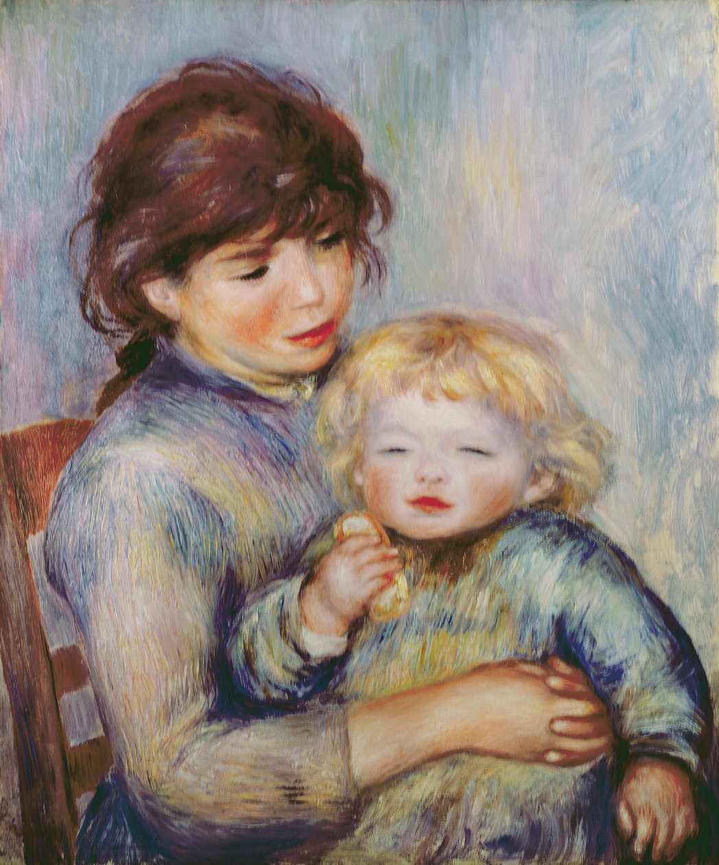 Maternity, eller barn med ett kex, 1887 av Pierre Auguste Renoir