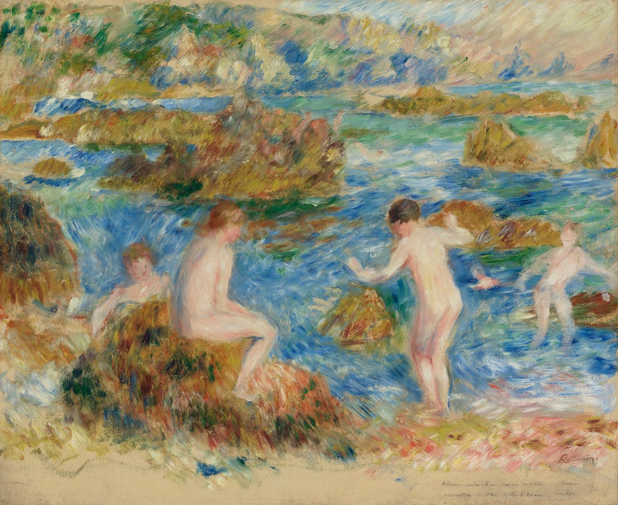 Nakna pojkar i klipporna på Guernsey av Pierre Auguste Renoir