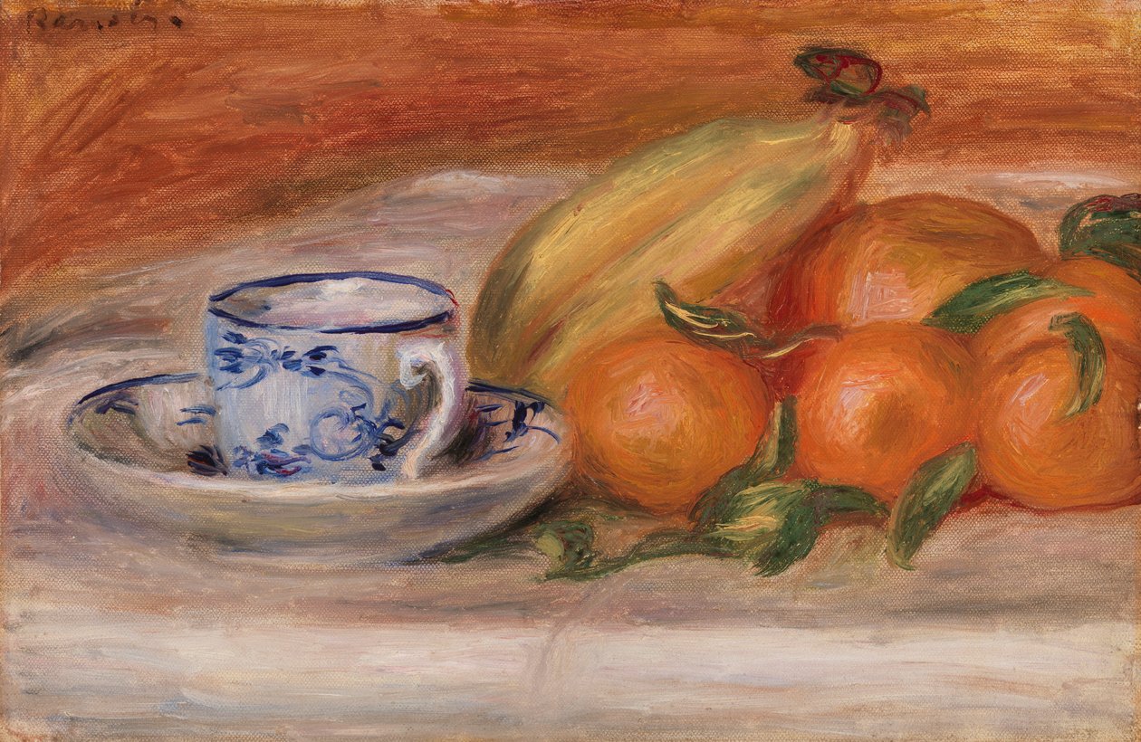 Apelsiner, bananer och teacup av Pierre Auguste Renoir