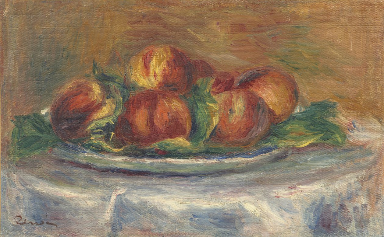 Persikor på en tallrik, 1902-5 av Pierre Auguste Renoir