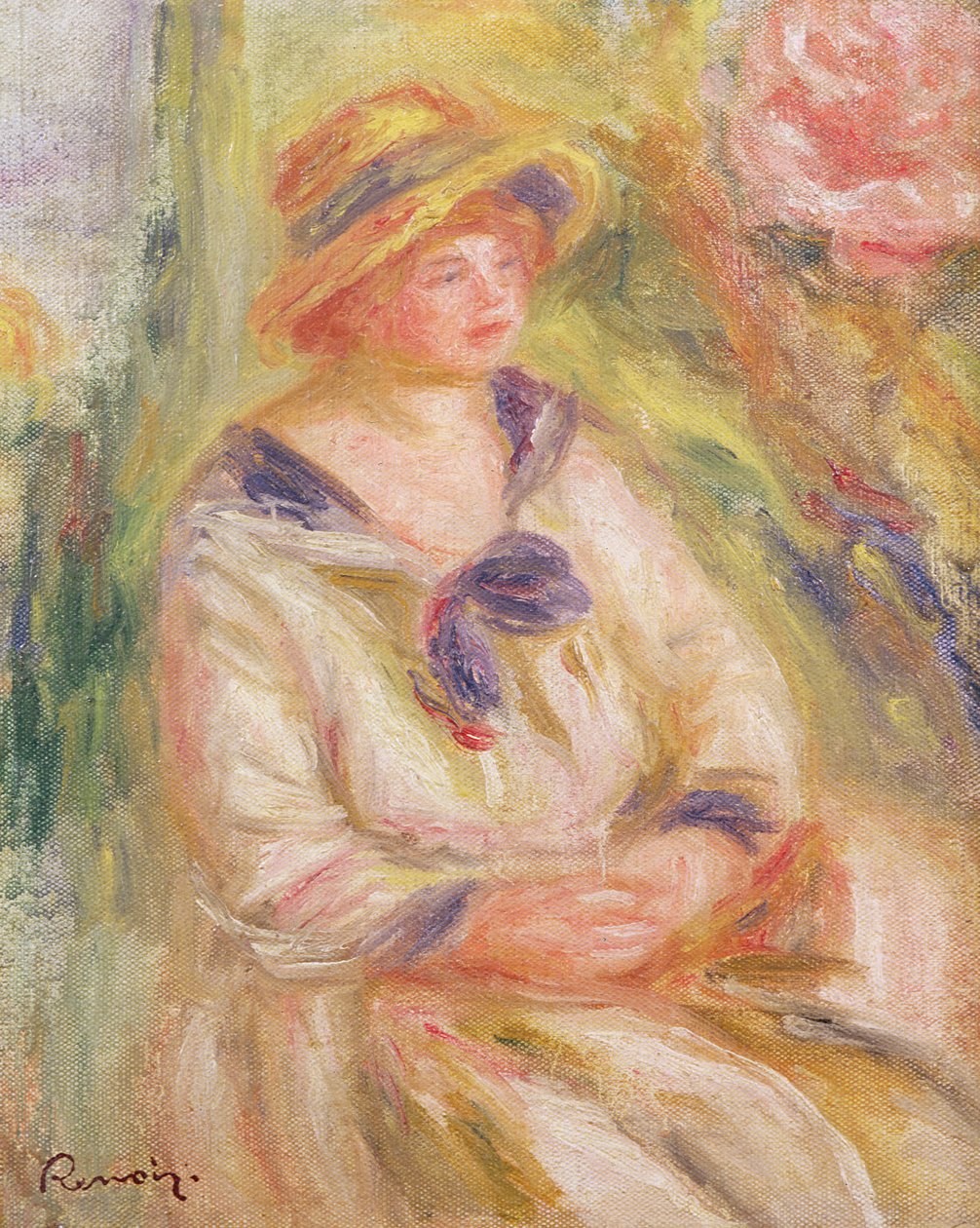 Porträtt av en kvinna, ca 1910 av Pierre Auguste Renoir