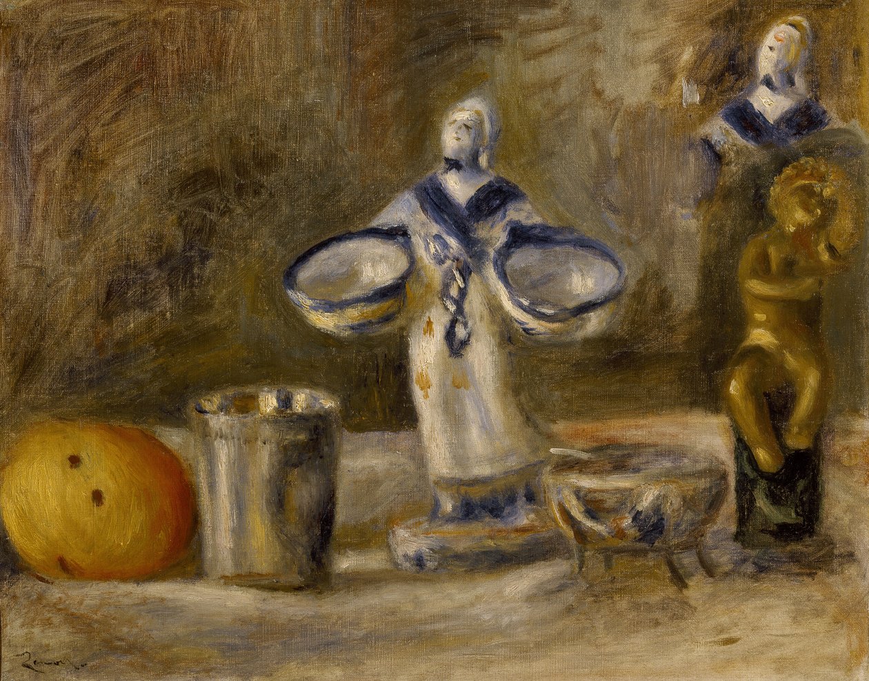 Stilleben med en figur av fajans, 1800-tal av Pierre Auguste Renoir