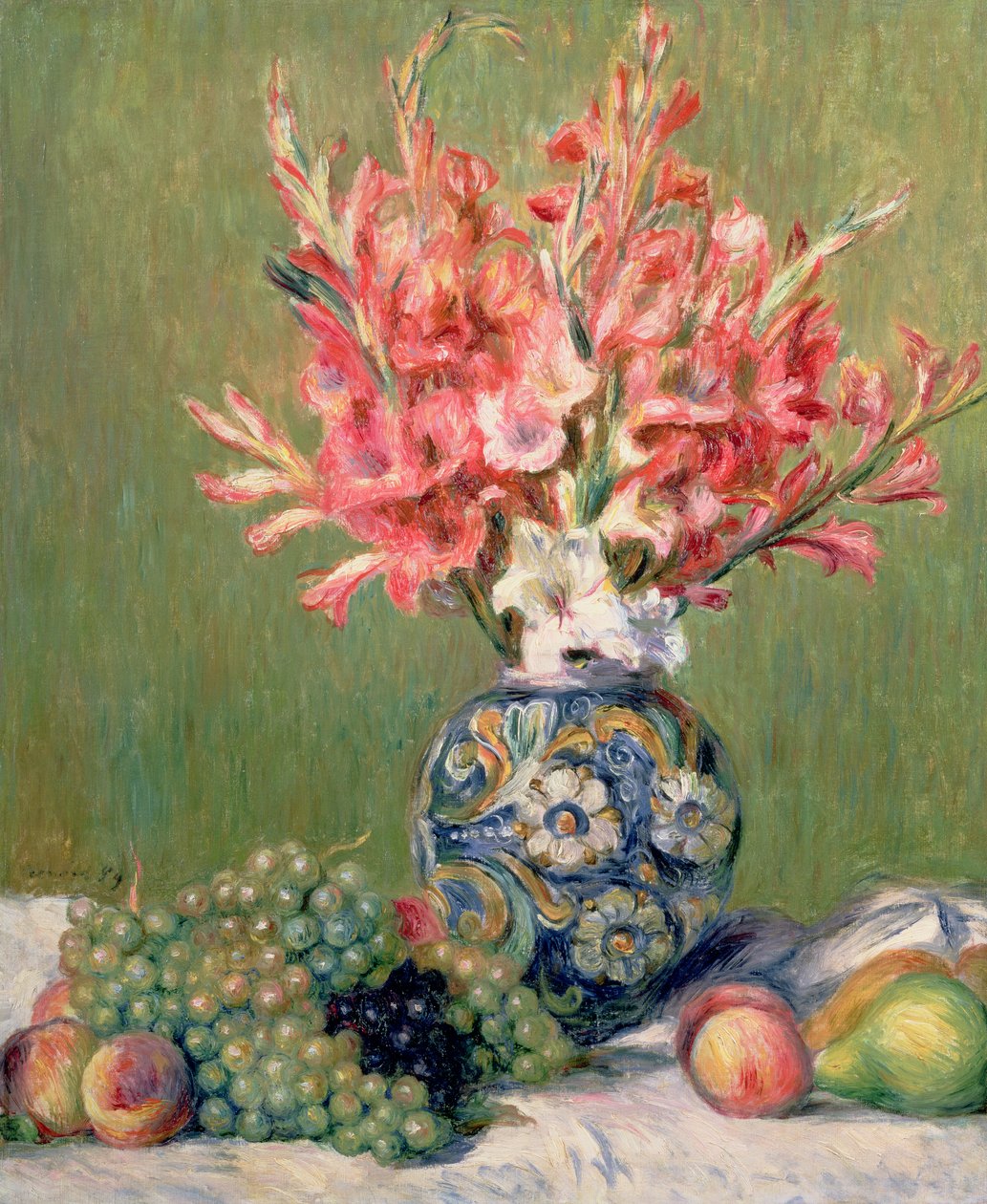 Stilleben med frukter och blommor, 1889 av Pierre Auguste Renoir