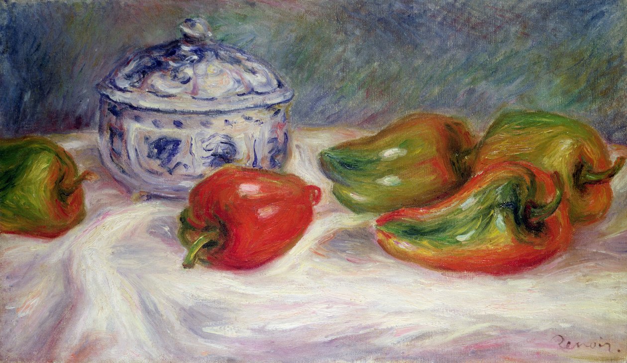 Stilleben med sockerskål och röd paprika, c.1905 av Pierre Auguste Renoir