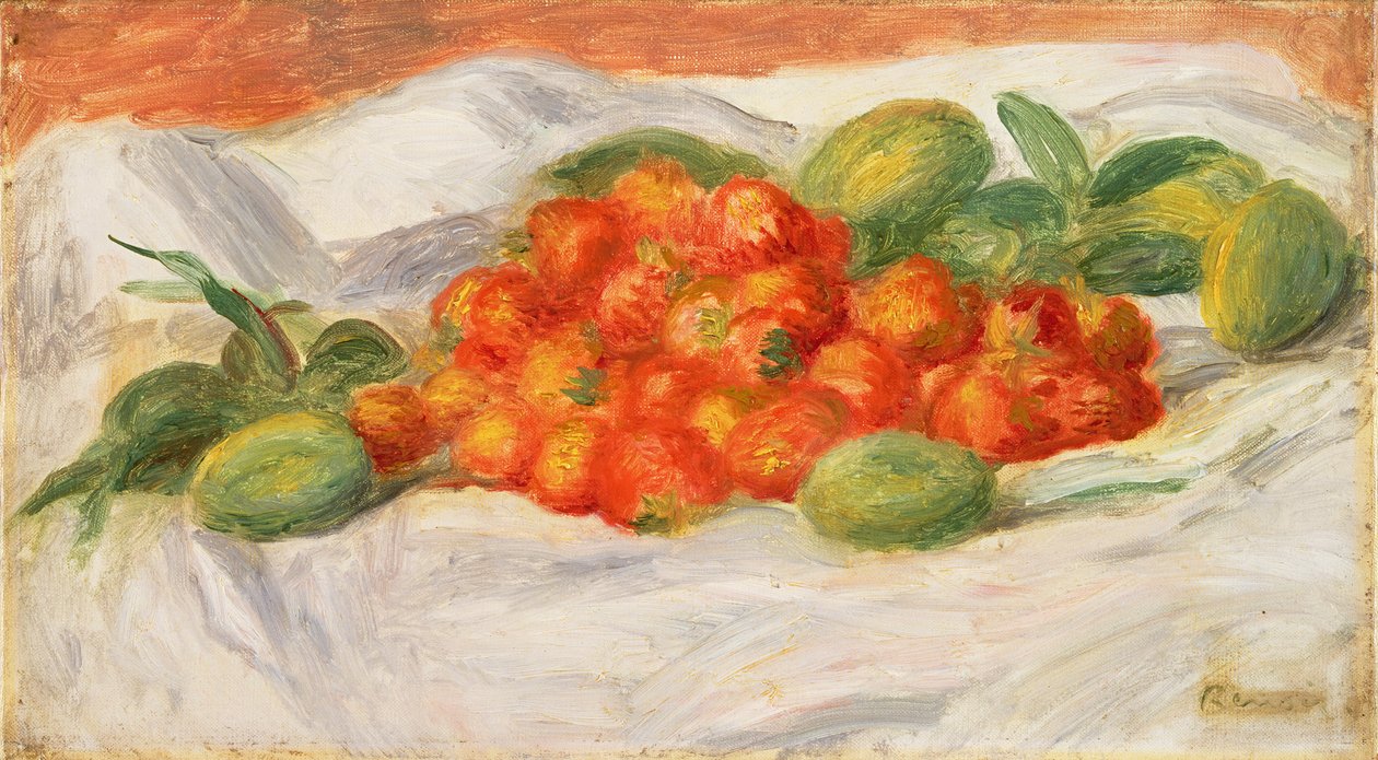 Jordgubbar och mandlar, ca 1900 av Pierre Auguste Renoir