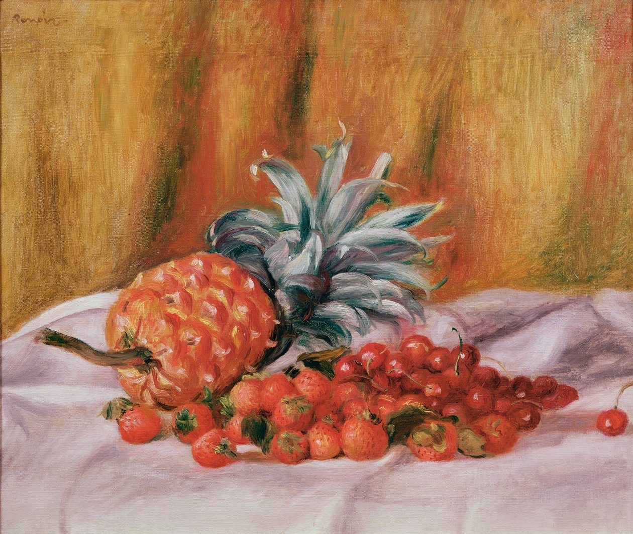 Jordgubbar och ananas, ca 1895 av Pierre Auguste Renoir