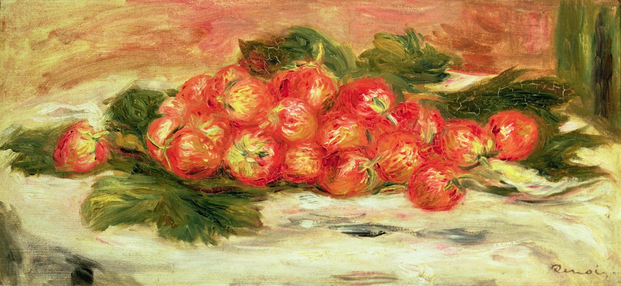 Jordgubbar på en vit duk av Pierre Auguste Renoir