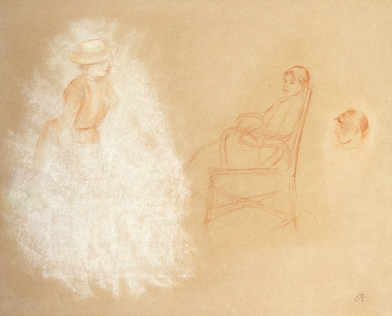 Studier av kvinnor (krita på papper) av Pierre Auguste Renoir