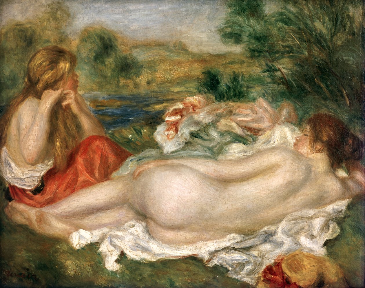 Två badande, 1896 av Pierre Auguste Renoir
