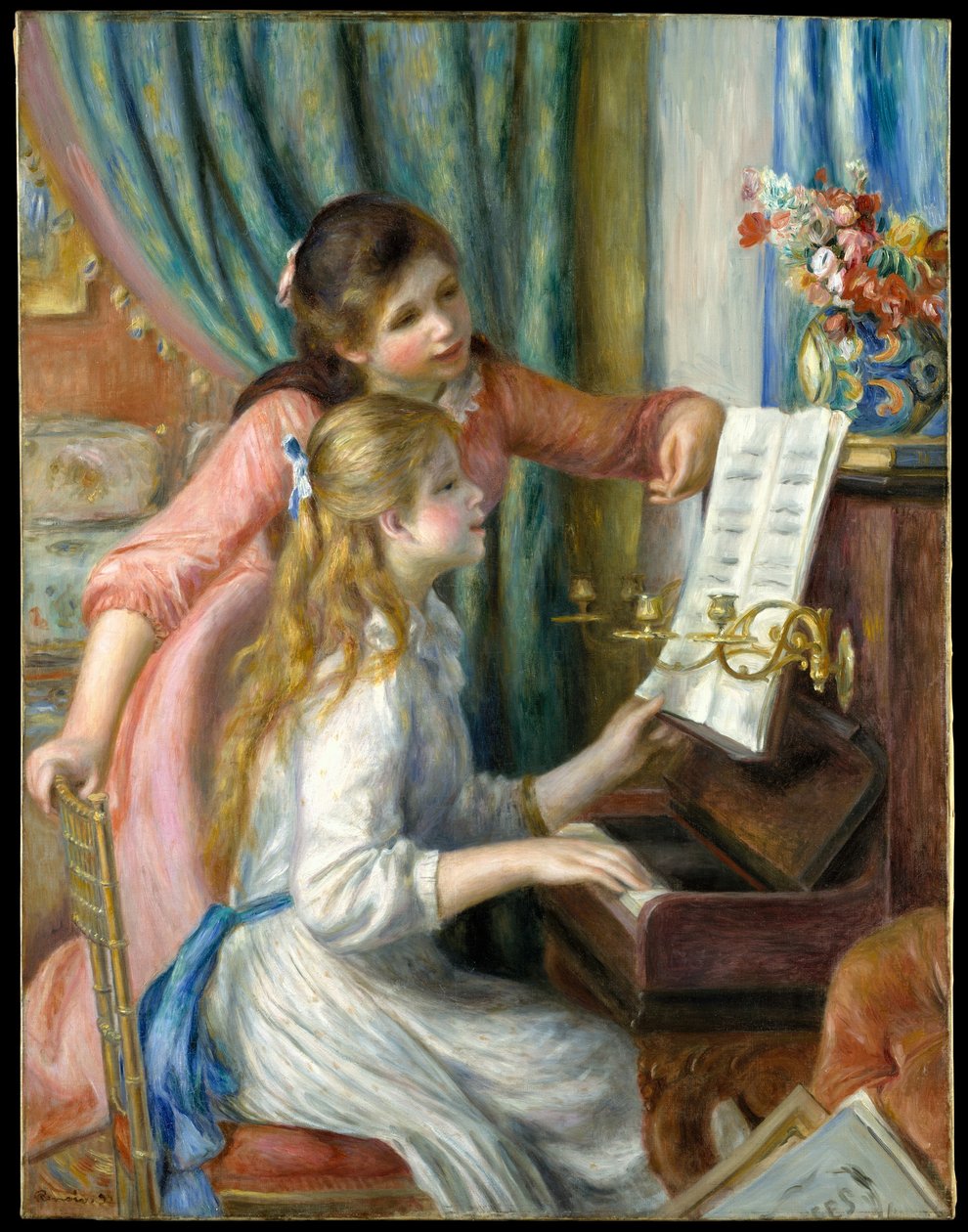 Två unga tjejer på piano av Pierre Auguste Renoir