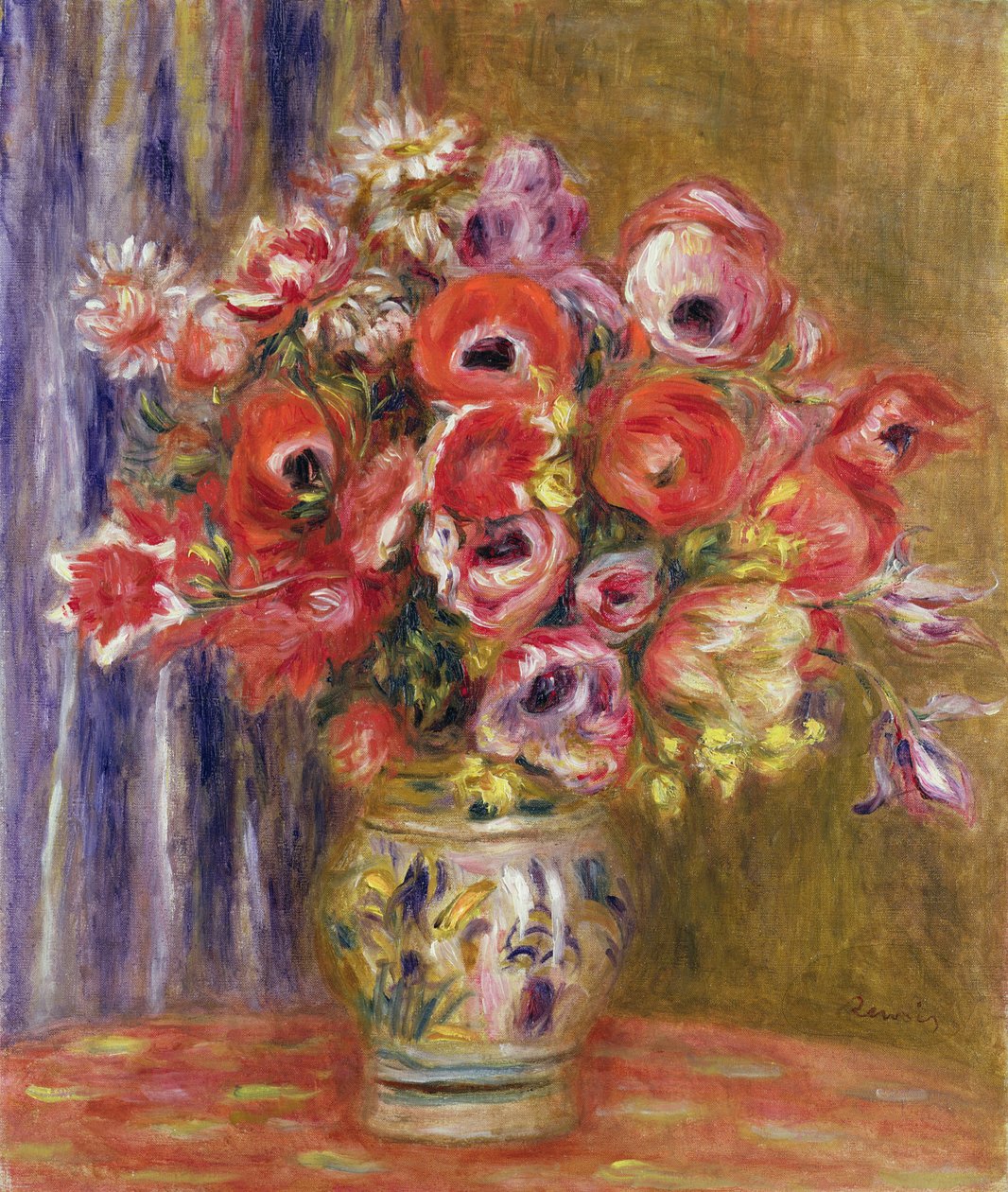 Vas med tulpaner och anemoner, c.1895 av Pierre Auguste Renoir