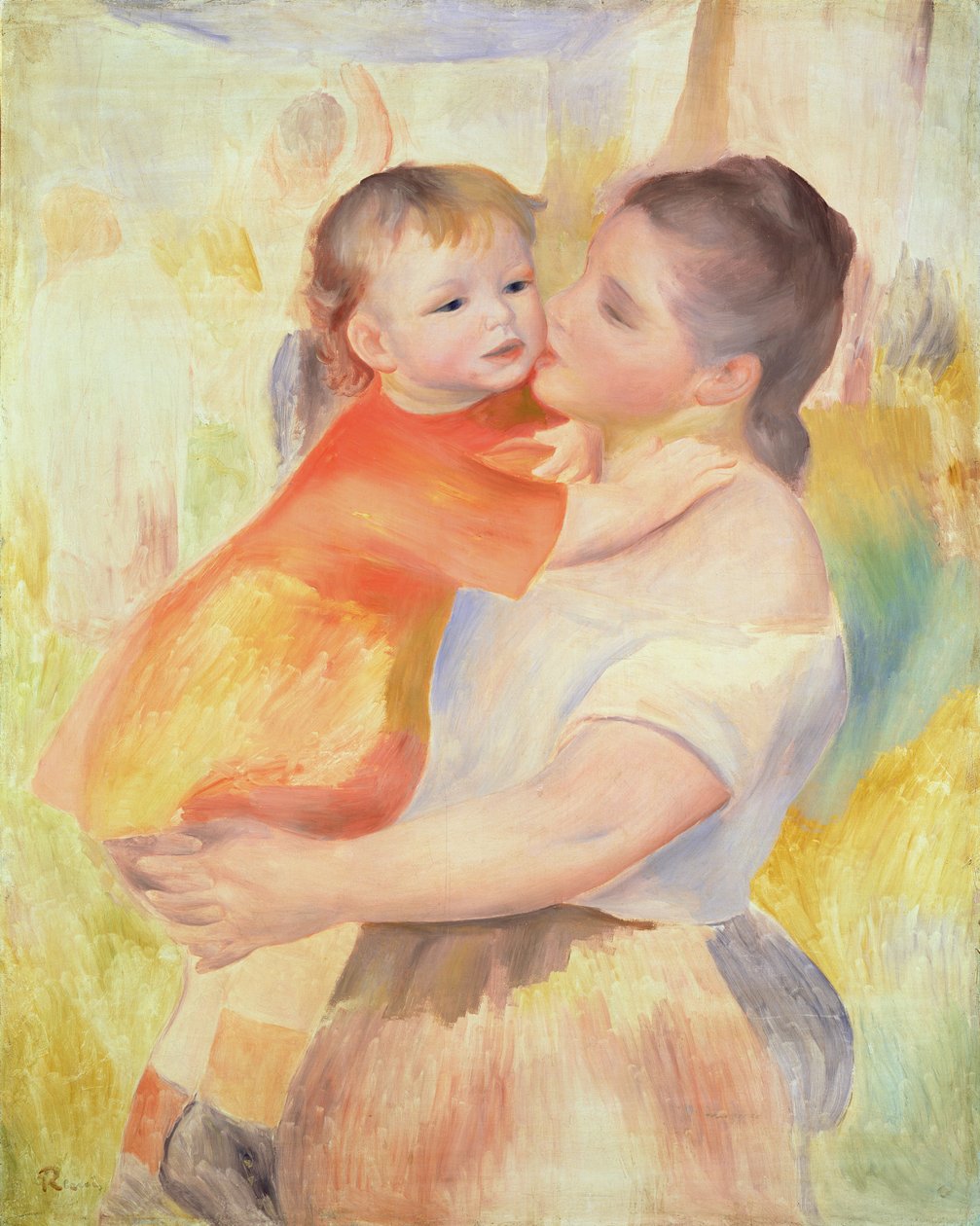Tvättskvinna och barn, 1887 av Pierre Auguste Renoir