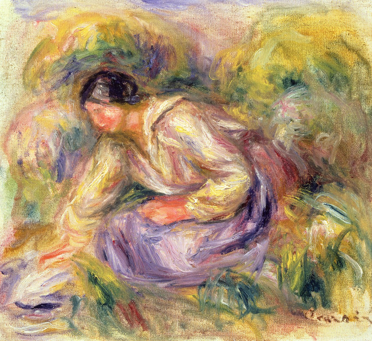 Washerwoman in Blue, 1917 av Pierre Auguste Renoir