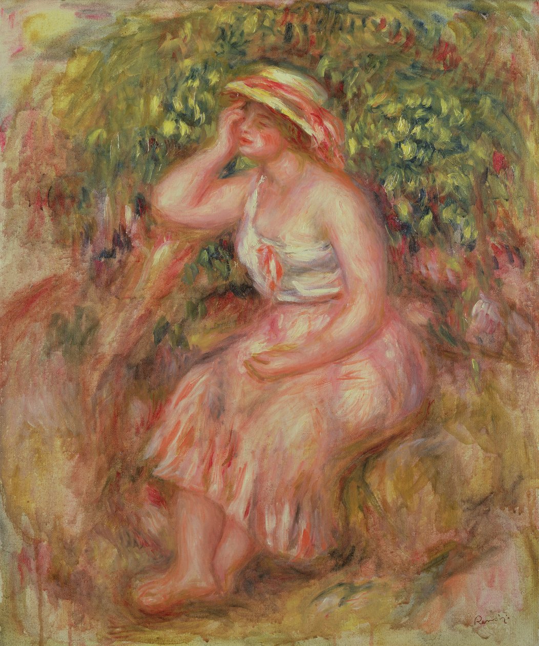 Kvinna som vilar nära ett träd, 1915-17 av Pierre Auguste Renoir