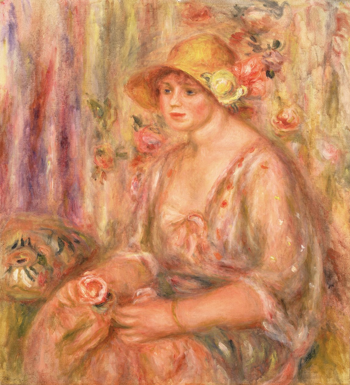 Kvinna i muslinklänning, 1917 av Pierre Auguste Renoir