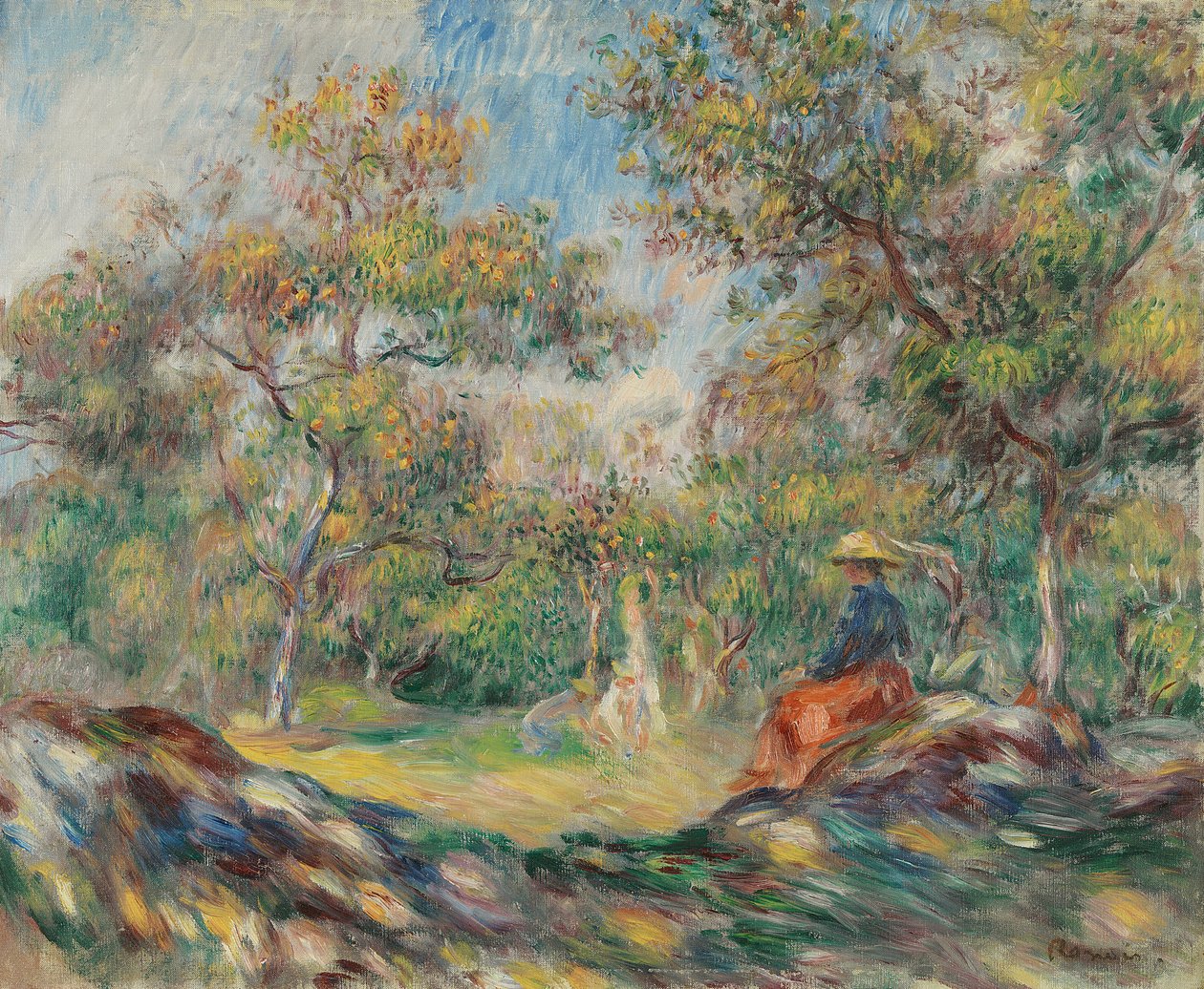 Kvinna i ett landskap av Pierre Auguste Renoir