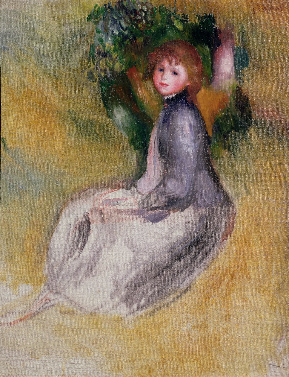 Ung flicka sittande, 1885 av Pierre Auguste Renoir