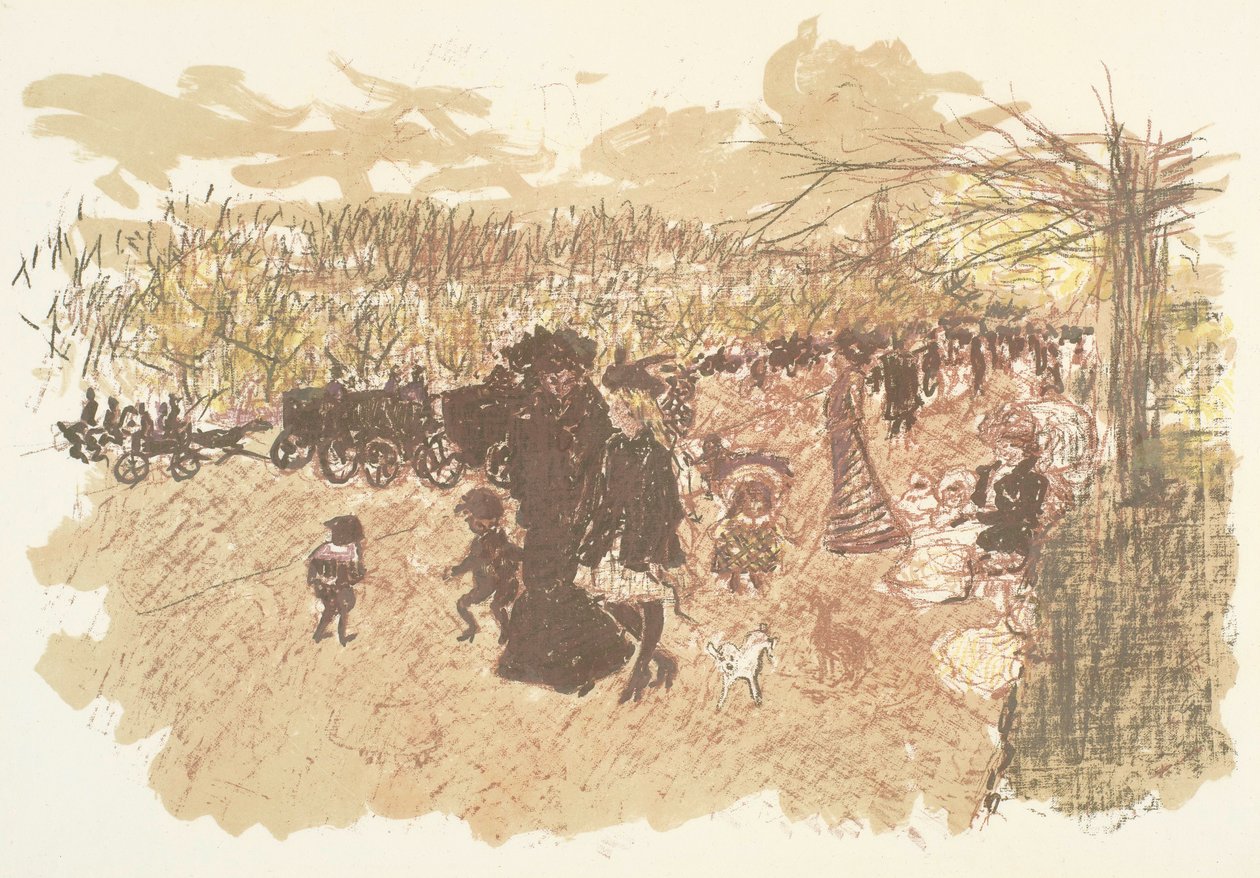 Avenue du Bois, litografi från serien Några aspekter av Paris liv av Pierre Bonnard