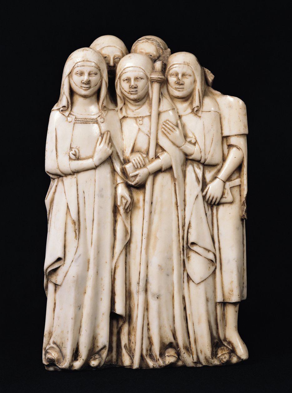 Alinorda, syster till påven Clemens VI (1291-1352) och hennes barn, från Clemens VI:s grav, La Chaise-Dieu (marmor) av Pierre Boye