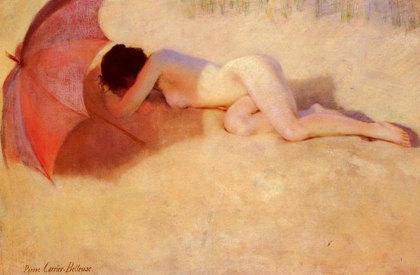  Nu sous un parasolNude under an umbrella  av Pierre Carrier Belleuse