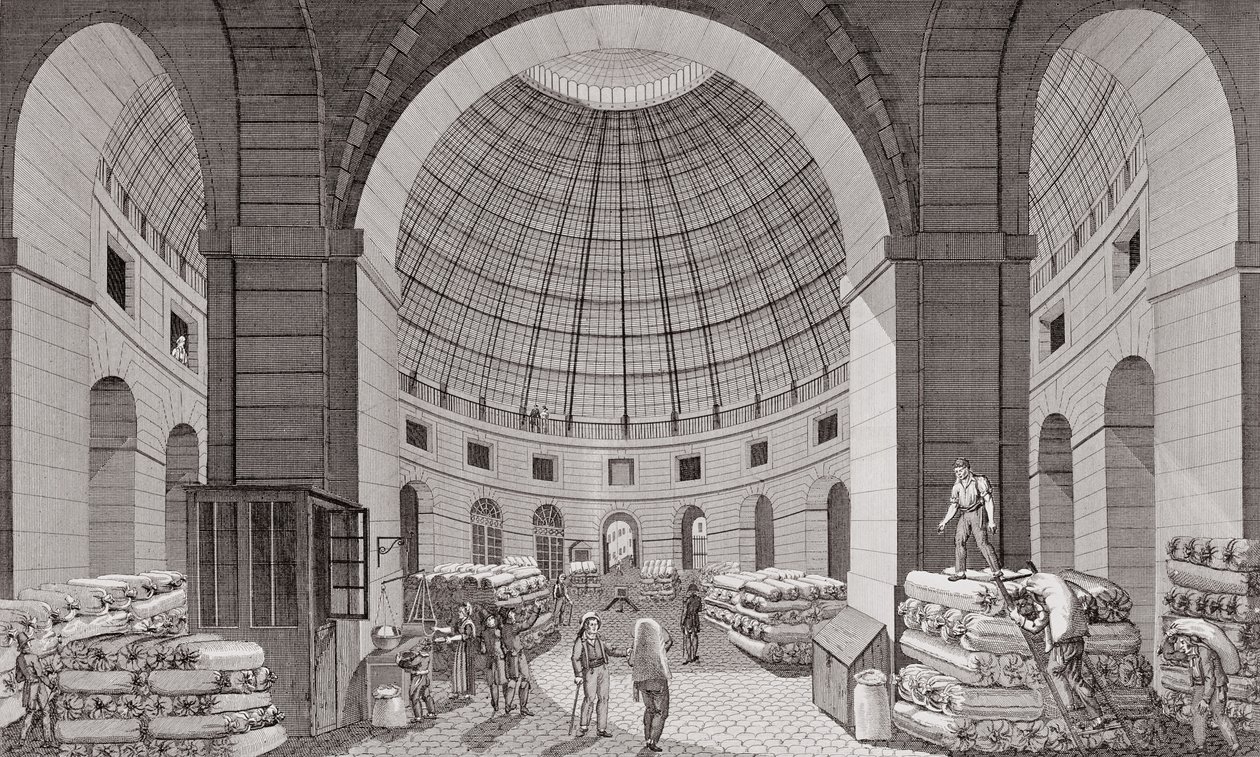 Utsikt över vetemarknaden och kupolen, 1700-1800-talet av Pierre Courvoisier