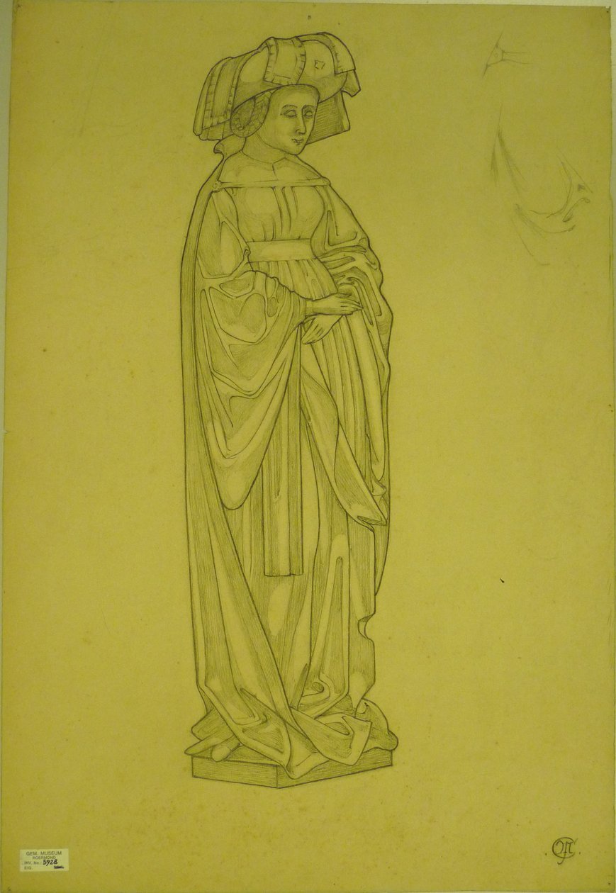 Drawing after one of the weepers from the tomb of Isabella of Bourbon  av Pierre Cuypers