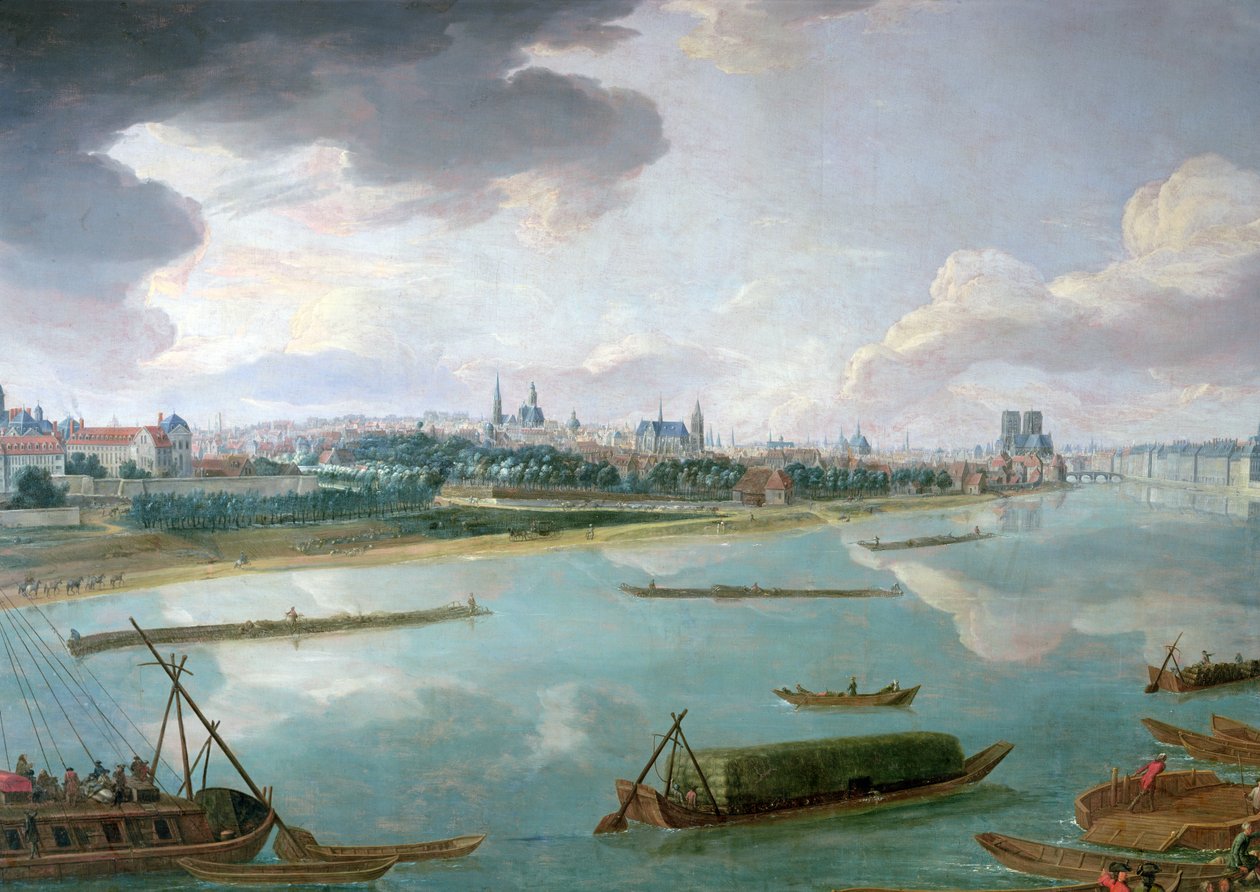 Utsikt över Paris från Quai de la Rapee (detalj av 168381) av Pierre Denis Martin