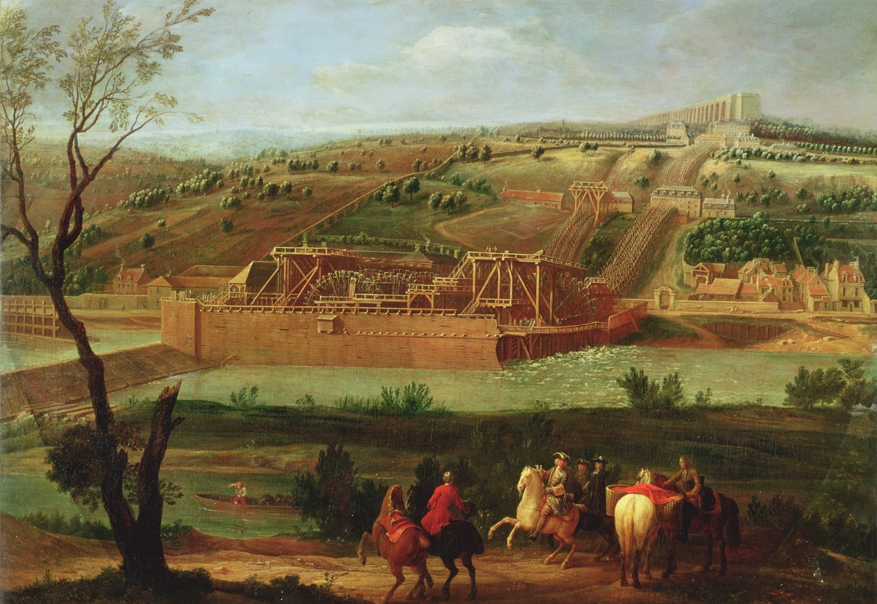 Utsikt över Marly Machine och akvedukten vid Louveciennes, 1722 av Pierre Denis Martin