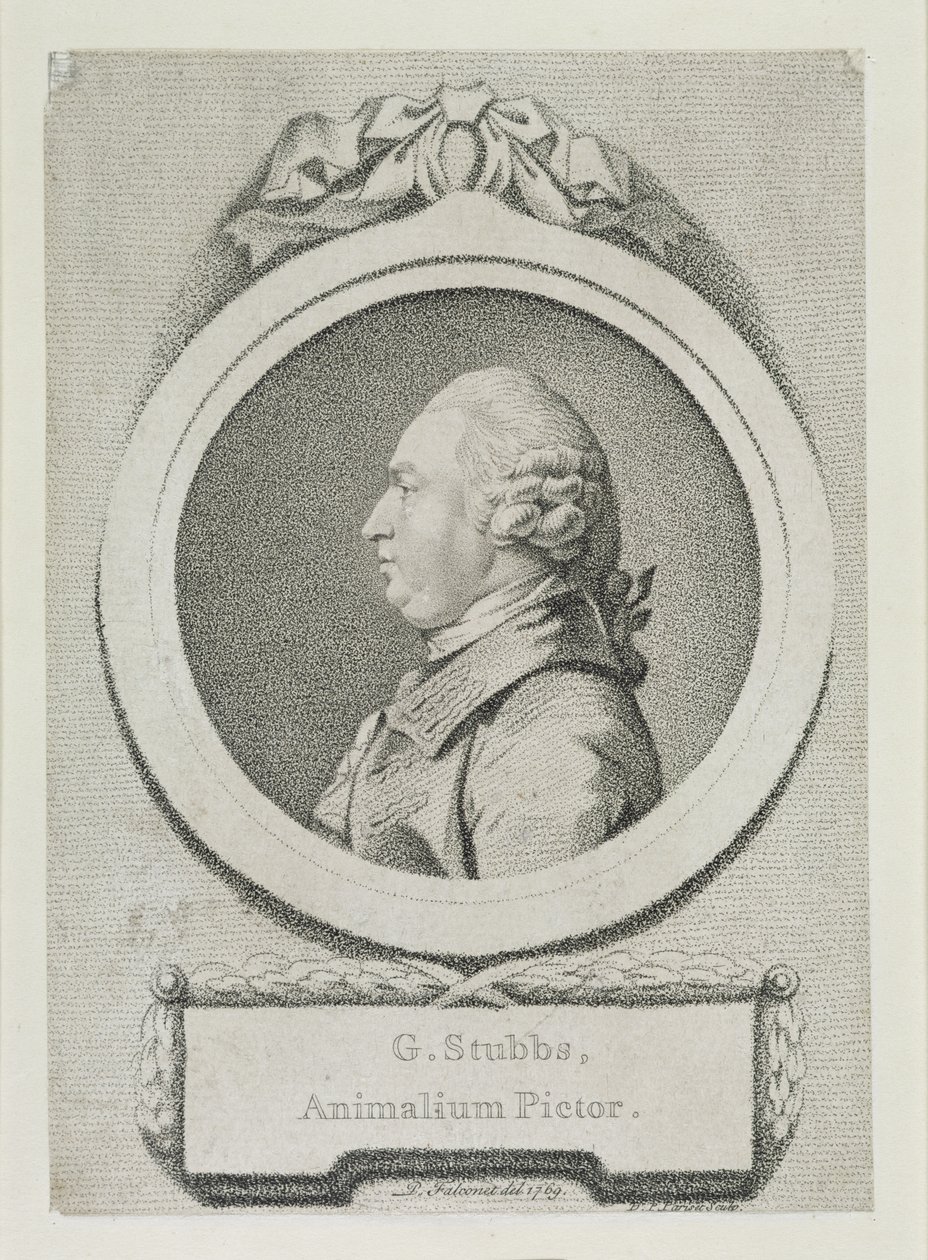 Porträttstudie av George Stubbs (1724-1806) (etsning och gravyr med mjuk mark) (se 213891) av Pierre Etienne Falconet