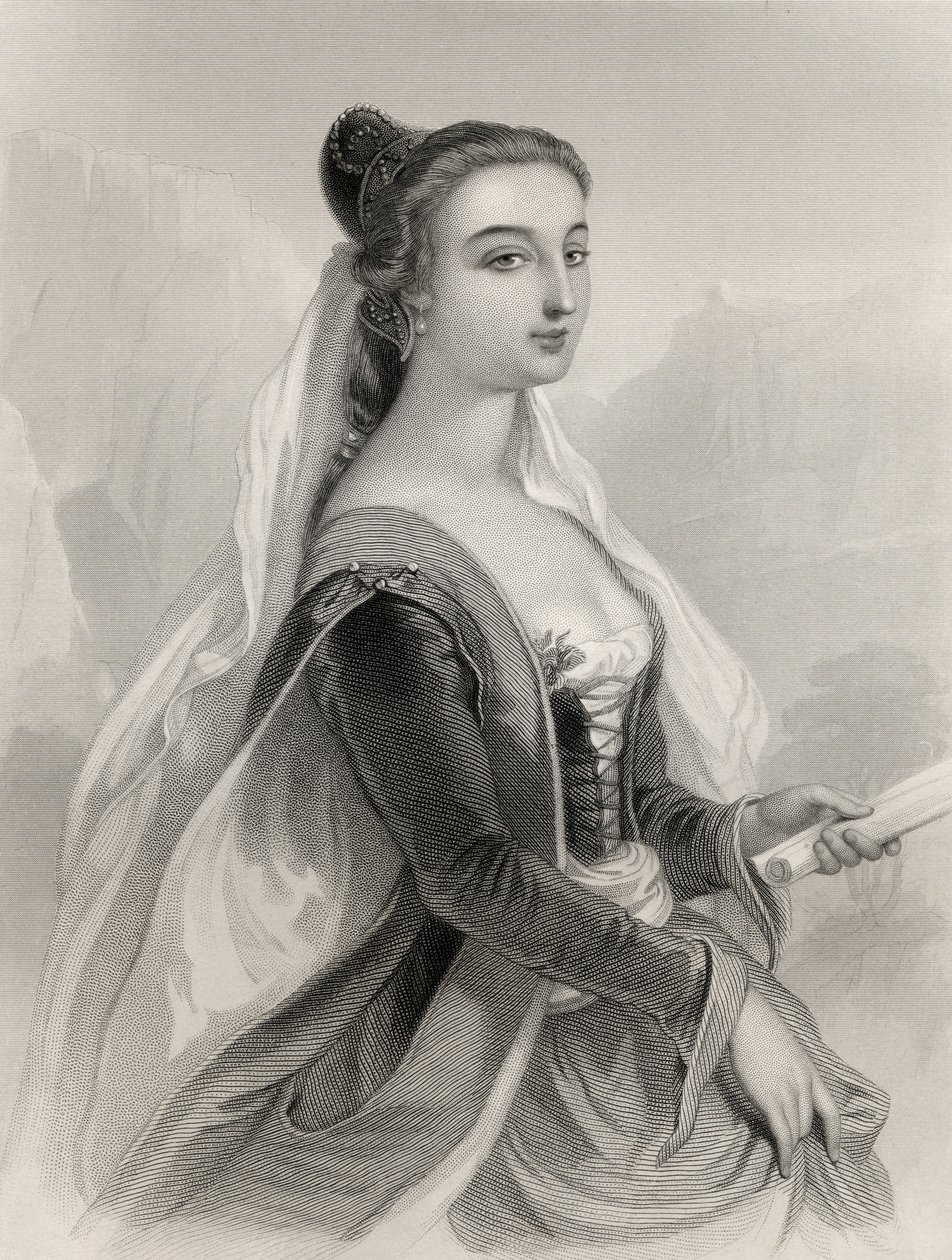 Laura de Noves (1308-48) illustration från Mary Cowden Clarkes "World Noted Women", 1858. av Pierre Gustave Eugene Staal
