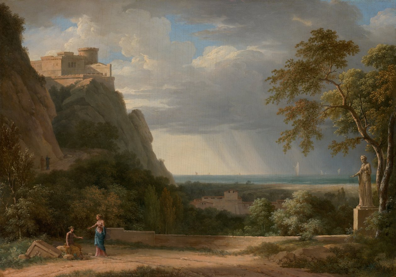 Classical Landscape with Figures and Sculpture av Pierre Henri de Valenciennes