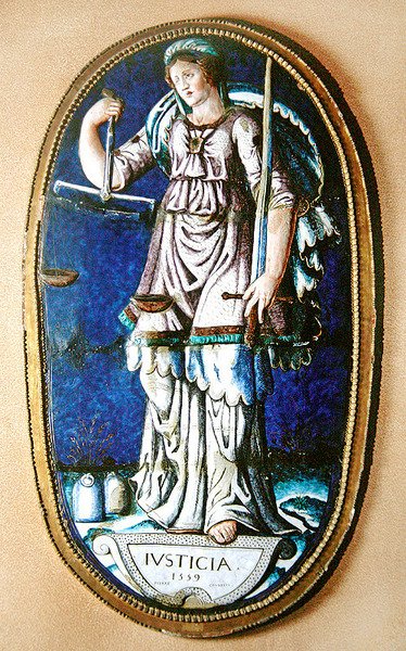 Justice, 1559 (målad emalj) av Pierre I Courteys